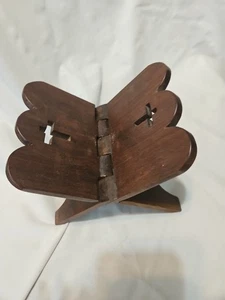 Vintage Ornate Book Holder Table Top Folding Wooden Cross Religious  - Picture 1 of 13