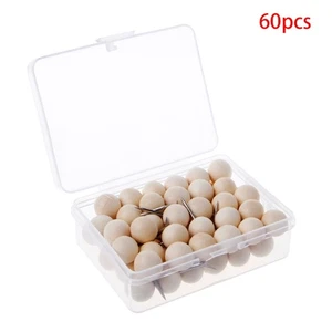 60 Pcs Round Wooden Thumbtack for Creative Decorative Drawing Push Pins for - Bild 1 von 8
