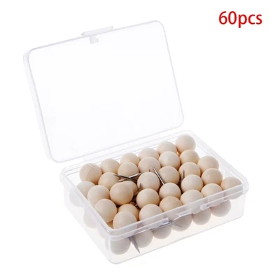 60 Pcs Round Wooden Thumbtack for Creative Decorative Drawing Push Pins for - Image 1 of 4