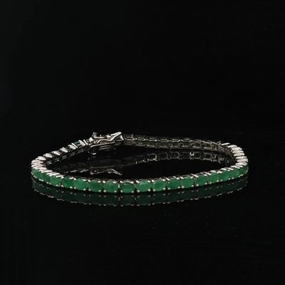 Pulsera tenis plata de ley 925 y esmeralda Foto 1 de 4
