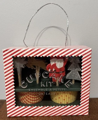 New Meri Meri Christmas Cupcake Toppers & Holders Set Santa Reindeer Tree 24ct - Image 1 of 4