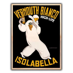 INSEGNA VERMOUTH BIANCO ISOLABELLA TARGA METALLO Vintage Pubblicità Bar Decorazione Stampa - Foto 1 di 3