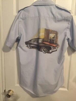 Camisa Chevelle Muscle Car Botón Delantero DSCP AF Azul 1550 Garaje Para Hombres Mediana Foto 1 de 4