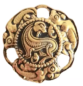 fENRIR FENRIS FENRYS BOUND NORDIC IRISH BROOCH VINTAGE GOLDTONE JEWELRY neocurio - Picture 1 of 7