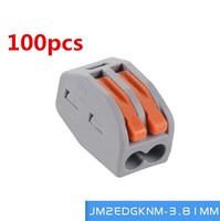 100pcs Terminal Block Lever Home Wire Connector 2Pole Cable Clamp Nut Reusable