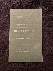 Rolls-Royce Sc II Bentley S2 Hj Mulliner Dhc Manual Suplemento TSD769 OEM Raro - Imagen 1 de 7