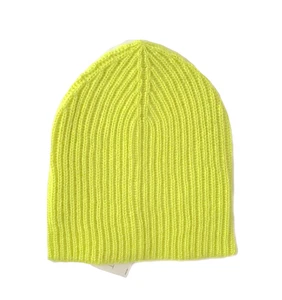 Ann Taylor LOFT - Womens - NWT - Neon Chartreuse Ribbed Knit Basic Beanie Hat - Picture 1 of 3