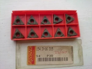 10 Sandvik carbide grooving tips 154.3-16 315 S4 ( 154 3 3.15mm T-max groove  - Picture 1 of 2