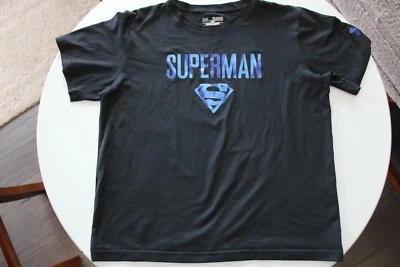 UNDER ARMOUR*Youth Size XL*Loose Fit*SUPERMAN*TShirt*Black w/Blue*Heatgear* - Image 1 of 4