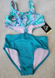 Girls Floral Printed Tropical Twist Swimsuit art clas Medium 8 Cut Out NWT  - Picture 1 of 5