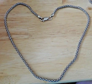 Cadena de palomitas de maíz inusual de plata esterlina de 16 pulgadas 7 gramos 3 mm con broche de langosta - Imagen 1 de 4