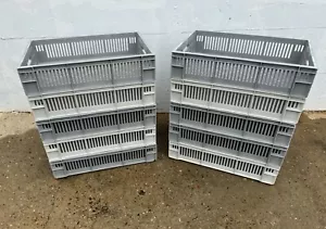 10 x Used Vented Grey Euro Boxes Stacking Containers 60 x 40 x 14cm - 26 Litres - Picture 1 of 6