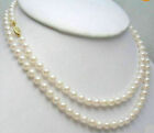 Natural 36Inch Aaaa 7-8Mm Round Akoya White Pearl Necklace 14K Yellow Gold Clasp