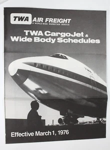 TWA Air Freight Cargo Jet & Wide Body Schedule March 1 1976 - Picture 1 of 3