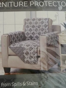 Recliner Sofa Slipcover Reversible Sofa Cover Lattice Grey - Picture 1 of 4
