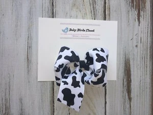 Cow Print Large Boutique Bow - Picture 1 of 2