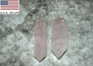 Puntos de cristal de cuarzo rosa claro de 2 pulgadas a 2,25 pulgadas de 2 piezas, roca natural - Imagen 1 de 4