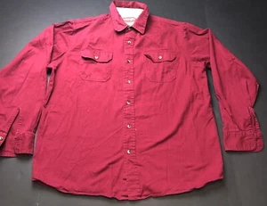 Wrangler Twill Denim Cotton Shirt Deep Red Button Up Dress L Chest Pockets K58 - Picture 1 of 4