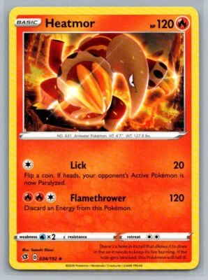 Heatmor 034/192 Rebel Clash Uncommon Pokémon TCG 2020 - Image 1 of 2