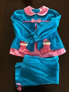 Rare Editions 5 two piece Christmas pants & long sleeve shirt with appliques - Picture 1 of 7