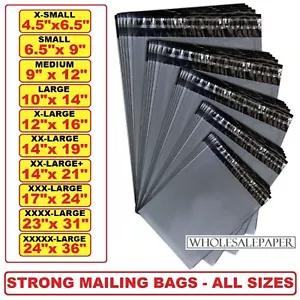More details for grey postage mailing bags postal mixed sizes large strong self seal poly plastic