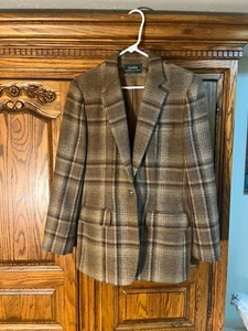 RALPH LAUREN classic plaid womens ladies merino wool jacket sz 8 - Picture 1 of 15