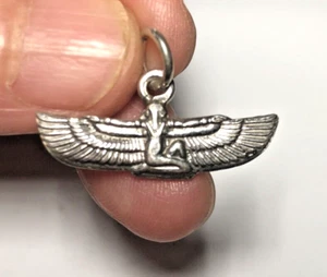 Beautiful Sterling Silver Hand Made Egyptian Winged Queen Isis Pendant /Charm - Picture 1 of 5