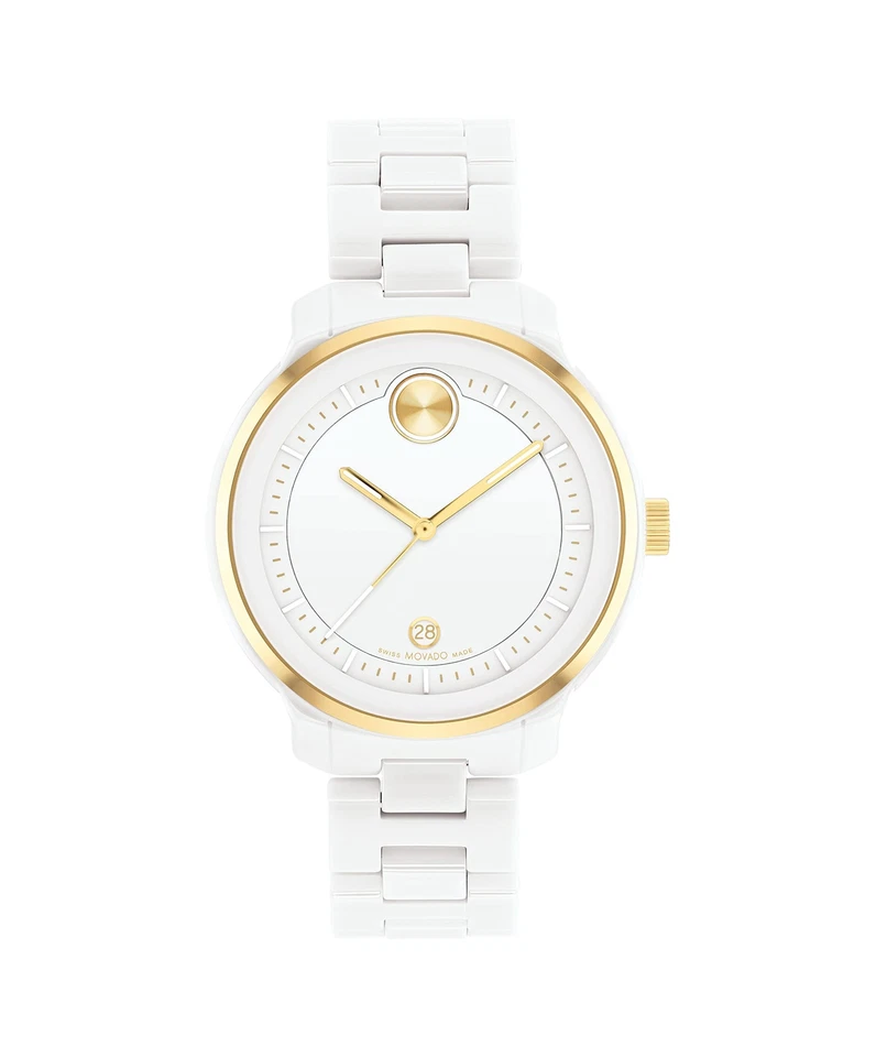 Movado Bold Verso Women's Gold Accent White Ceramic Watch - 3600934