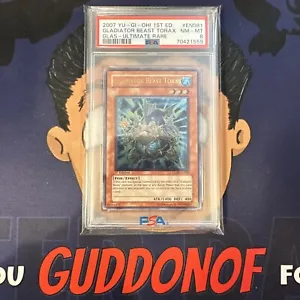 PSA 8 NEAR MINT 2007 YU-GI-Oh! GLAS GLADIATOR BEAST TORAX EN081 1st Ed Ultimate - Picture 1 of 3