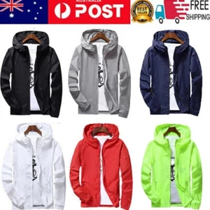 Breathable Coat Windproof Waterproof Hooded Jacket Rain Suit Quick-Dry Outwear - Picture 1 of 22