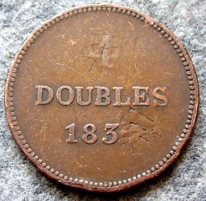 GUERNSEY 1830 4 DOUBLES, Shield of Arms BRONZE yes we do combine postage - Picture 1 of 6