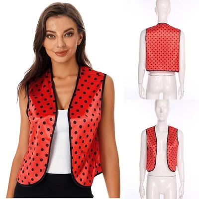 Women's Creative Polka Dot Dress-up Vest Open Front Sleeveless Satiny Tank Top - Image 1 of 3