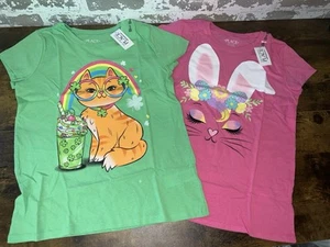 NWT! Lot of 2 The Children's Place Size Large March & April Holiday Theme Tees - Picture 1 of 4