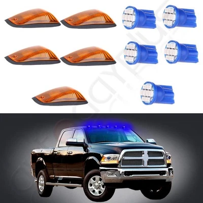 5x Luz de señalización de funcionamiento de techo de lente ámbar con base y LED azul para Ford 1998-16 Foto 1 de 4