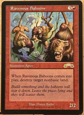 LIMITED EDITION Exodus Vintage MtG Ravenous Baboons Unplayed NM - Image 1 of 2