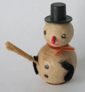 Figura Muñeco de Nieve Vintage Algodón Bateo Putz Vacaciones Navidad Japón - Imagen 1 de 4