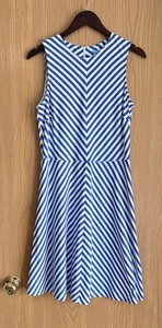 J McLaughin For Dillards | SZ Large | Blue White Chevon Catalina Cloth Stretch - Picture 1 of 9