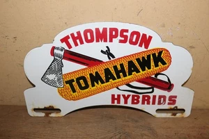 Rare Vintage 1950s Thompson Tomahawk Hybrids Seed Corn License Plate Topper Sign - Picture 1 of 2