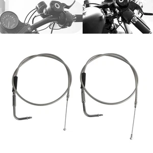 Stainless Braided Throttle Cable 1.1M For Harley Sportster XL883 XL1200 1996-15 - Picture 1 of 12