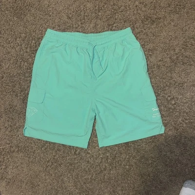 Diamond Supply Co. Teal Trunks Cargo Shorts Mens Size Medium 7" Swim Turquoise - Image 1 of 4