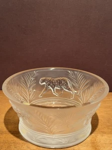 Lalique Jungle Jaguar Bowl/Votive Candleholder Discontinued Mint Condition - Picture 1 of 19