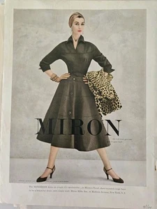 Vestido de lana Herbert Sondheim Miron Mills 1954 para mujer anuncio de moda vintage - Imagen 1 de 1