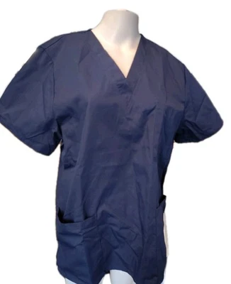 Sivvan Unisex Fit  V-Neck 3 Pocket Scrub Top S8400 Navy M - Image 1 of 4