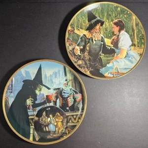 WIZARD OF OZ 50th Anniversary Plates WITCH CASTS SPELL & DOROTHY MEETS SCARECROW - Picture 1 of 19