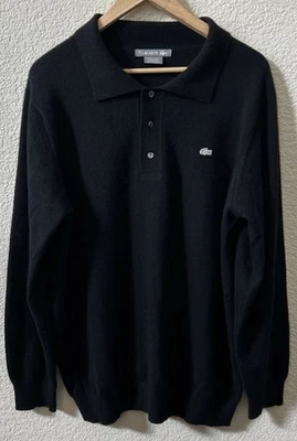 Suéter Lacoste para hombre 5 (grande EE. UU.) negro 100 % cuello cachemir 3 botones Foto 1 de 4
