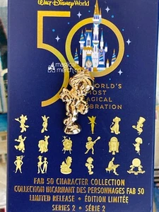 2022 Disney Parks Tiny Kingdom Pin 50th Fab 50 #2 Gold Statue Pinocchio - Picture 1 of 1