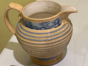 Antique 19th century seaweed decorated mocha ware pitcher jug 6” c.1860 - Picture 1 of 3