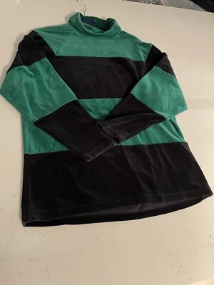 Traje de chándal Liz Claiborne vintage de terciopelo verde y negro bloqueado superior verde sólido Foto 1 de 4