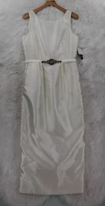 Alex Evenings Dress 14 Ivory Sleeveless Bead Sash Midi Evening Scarf NWT 2pc - Picture 1 of 18