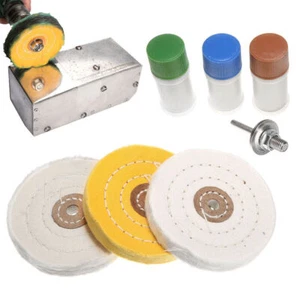 Metal Cleaning Polishing Buffing Wheel & Compound Polish Kit for Drill 7 Pce Set - Picture 1 of 11